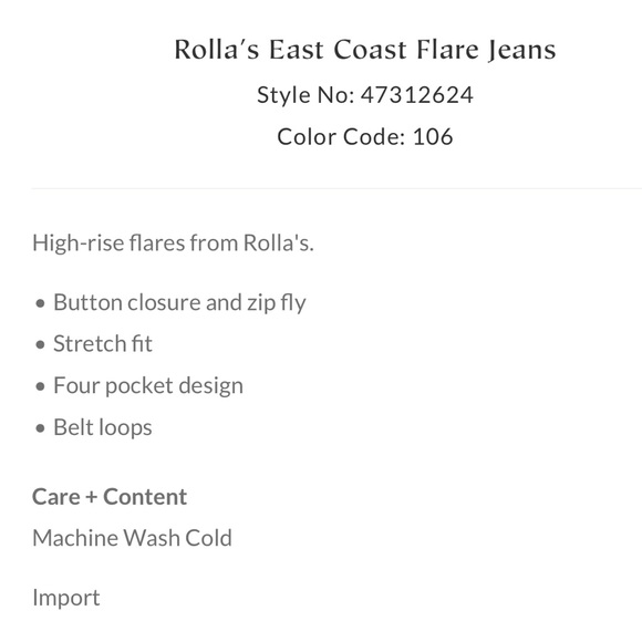 +NWT+ Rolla’s East Cost Flare Jeans size 26 - Picture 4 of 7